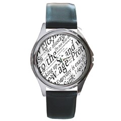 Abstract Minimalistic Text Typography Grayscale Focused Into Newspaper Round Metal Watch by Simbadda