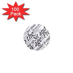 Abstract Minimalistic Text Typography Grayscale Focused Into Newspaper 1  Mini Magnets (100 Pack)  by Simbadda