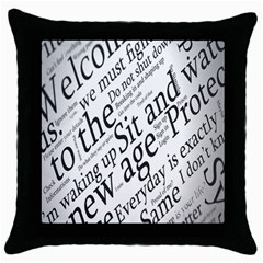 Abstract Minimalistic Text Typography Grayscale Focused Into Newspaper Throw Pillow Case (black) by Simbadda