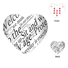 Abstract Minimalistic Text Typography Grayscale Focused Into Newspaper Playing Cards (heart)  by Simbadda