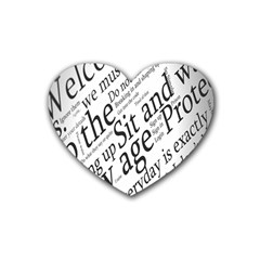 Abstract Minimalistic Text Typography Grayscale Focused Into Newspaper Heart Coaster (4 Pack)  by Simbadda