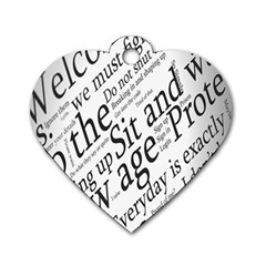 Abstract Minimalistic Text Typography Grayscale Focused Into Newspaper Dog Tag Heart (two Sides) by Simbadda