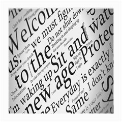 Abstract Minimalistic Text Typography Grayscale Focused Into Newspaper Medium Glasses Cloth (2-side) by Simbadda