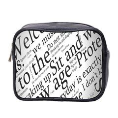 Abstract Minimalistic Text Typography Grayscale Focused Into Newspaper Mini Toiletries Bag 2-side