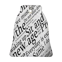 Abstract Minimalistic Text Typography Grayscale Focused Into Newspaper Bell Ornament (two Sides) by Simbadda