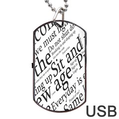 Abstract Minimalistic Text Typography Grayscale Focused Into Newspaper Dog Tag Usb Flash (two Sides) by Simbadda