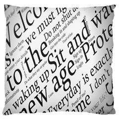 Abstract Minimalistic Text Typography Grayscale Focused Into Newspaper Large Cushion Case (two Sides) by Simbadda