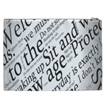 Abstract Minimalistic Text Typography Grayscale Focused Into Newspaper Cosmetic Bag (XXL)  Back