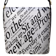 Abstract Minimalistic Text Typography Grayscale Focused Into Newspaper Flap Messenger Bag (s) by Simbadda