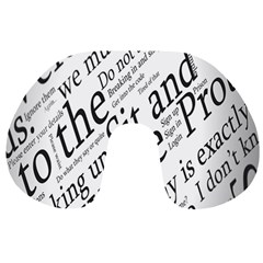 Abstract Minimalistic Text Typography Grayscale Focused Into Newspaper Travel Neck Pillows by Simbadda