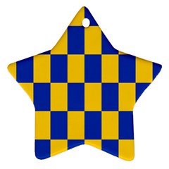 Flag Plaid Blue Yellow Ornament (star) by Alisyart