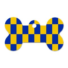 Flag Plaid Blue Yellow Dog Tag Bone (two Sides)