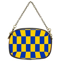 Flag Plaid Blue Yellow Chain Purses (one Side)  by Alisyart