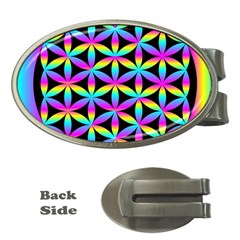 Flower Of Life Gradient Fill Black Circle Plain Money Clips (oval)  by Simbadda