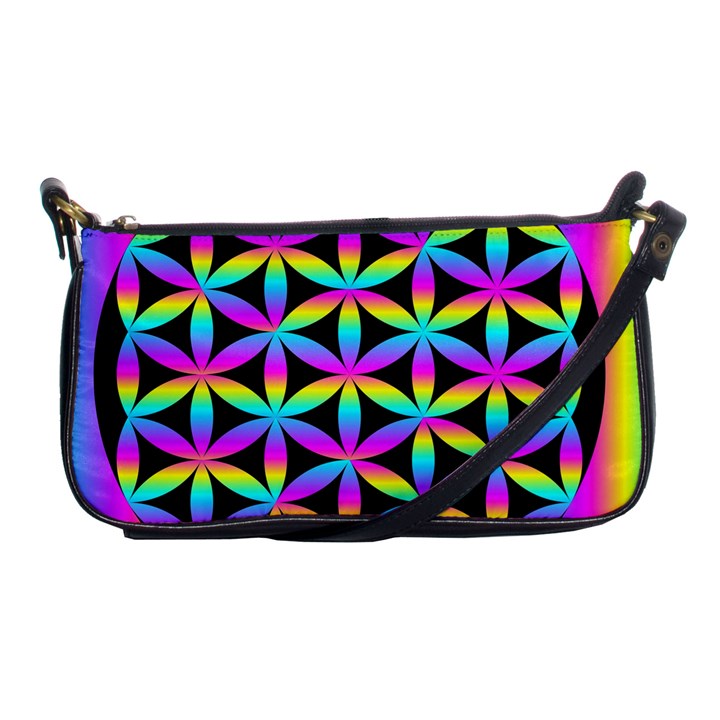 Flower Of Life Gradient Fill Black Circle Plain Shoulder Clutch Bags