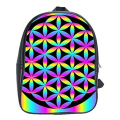 Flower Of Life Gradient Fill Black Circle Plain School Bags (xl)  by Simbadda