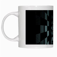 Optical Illusion Square Abstract Geometry White Mugs by Simbadda