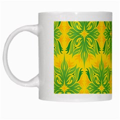 Floral Flower Star Sunflower Green Yellow White Mugs