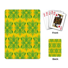 Floral Flower Star Sunflower Green Yellow Playing Card