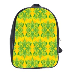 Floral Flower Star Sunflower Green Yellow School Bags(large)  by Alisyart