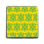 Floral Flower Star Sunflower Green Yellow Memory Card Reader (Square) Front