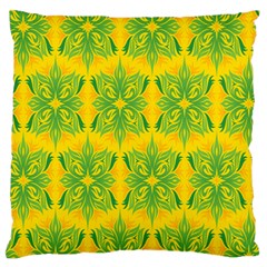 Floral Flower Star Sunflower Green Yellow Large Flano Cushion Case (one Side) by Alisyart