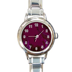 Abstract Purple Pattern Round Italian Charm Watch by Simbadda