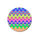 Dna Early Childhood Wave Chevron Woves Rainbow Rubber Round Coaster (4 pack)  Front