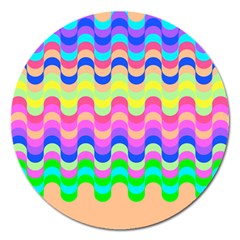 Dna Early Childhood Wave Chevron Woves Rainbow Magnet 5  (round)