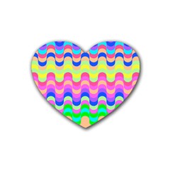 Dna Early Childhood Wave Chevron Woves Rainbow Heart Coaster (4 Pack)  by Alisyart