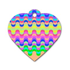 Dna Early Childhood Wave Chevron Woves Rainbow Dog Tag Heart (one Side) by Alisyart