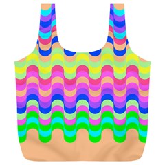 Dna Early Childhood Wave Chevron Woves Rainbow Full Print Recycle Bags (l)  by Alisyart