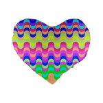 Dna Early Childhood Wave Chevron Woves Rainbow Standard 16  Premium Flano Heart Shape Cushions Front