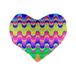Dna Early Childhood Wave Chevron Woves Rainbow Standard 16  Premium Flano Heart Shape Cushions Back