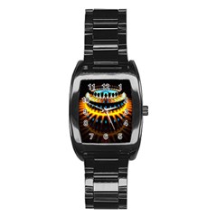 Abstract Led Lights Stainless Steel Barrel Watch by Simbadda