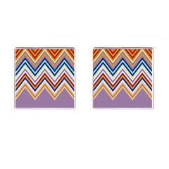 Chevron Wave Color Rainbow Triangle Waves Grey Cufflinks (square)