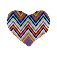 Chevron Wave Color Rainbow Triangle Waves Grey Standard 16  Premium Heart Shape Cushions by Alisyart