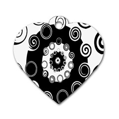 Fluctuation Hole Black White Circle Dog Tag Heart (two Sides)