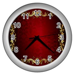 3d Red Abstract Pattern Wall Clocks (silver) 