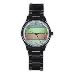 Lines Stripes Texture Colorful Stainless Steel Round Watch