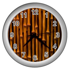 Abstract Bamboo Wall Clocks (silver) 