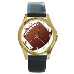 Football American Sport Ball Round Gold Metal Watch by Alisyart