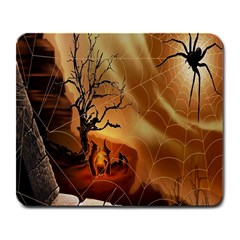 Digital Art Nature Spider Witch Spiderwebs Bricks Window Trees Fire Boiler Cliff Rock Large Mousepads