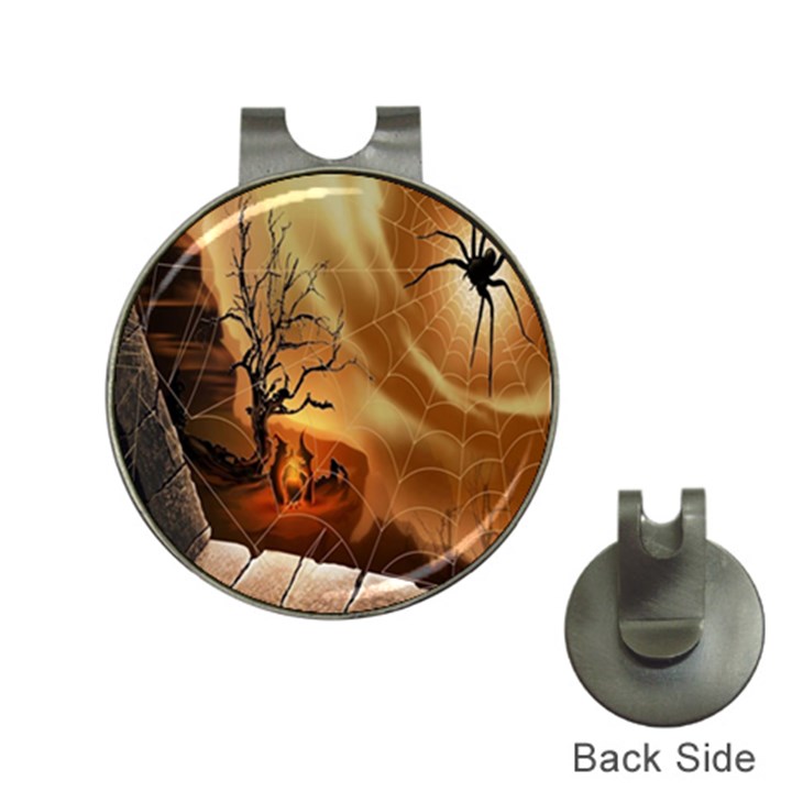 Digital Art Nature Spider Witch Spiderwebs Bricks Window Trees Fire Boiler Cliff Rock Hat Clips with Golf Markers