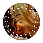 Digital Art Nature Spider Witch Spiderwebs Bricks Window Trees Fire Boiler Cliff Rock Round Filigree Ornament (Two Sides) Back