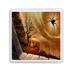 Digital Art Nature Spider Witch Spiderwebs Bricks Window Trees Fire Boiler Cliff Rock Memory Card Reader (square)  by Simbadda