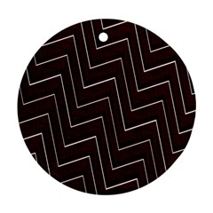Lines Pattern Square Blocky Round Ornament (two Sides)