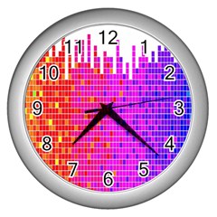 Square Spectrum Abstract Wall Clocks (silver) 