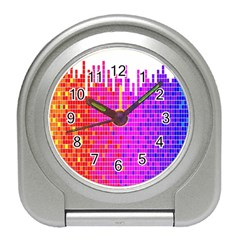 Square Spectrum Abstract Travel Alarm Clocks by Simbadda