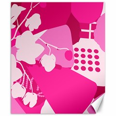 Flower Floral Leaf Circle Pink White Canvas 8  x 10 